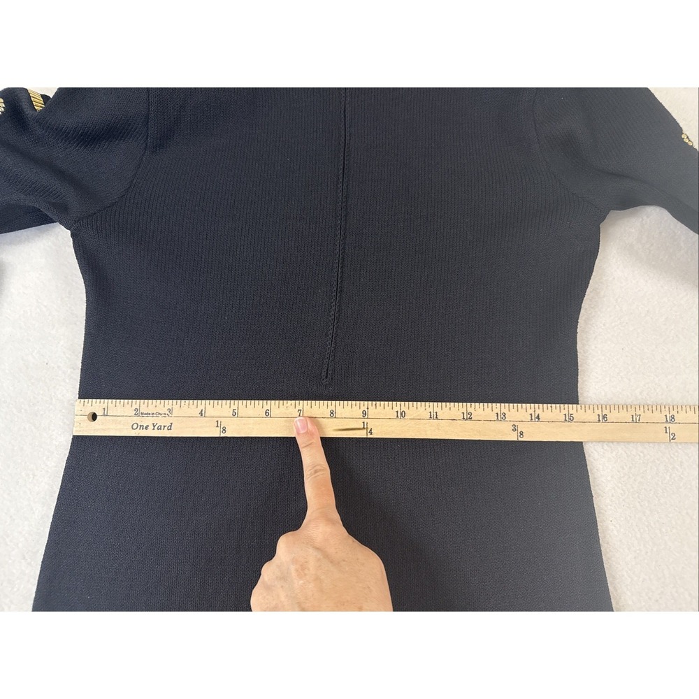 Vtg ST John Santana Knit Dress 6 Black Gold Embellished Cocktail 90s Old Money - Picture 12 of 13